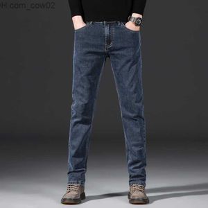 Men's Jeans Plus Size 40 42 44 Men's Formal Elastic Jeans Business Casual Classic Style Grey Blue Cotton Simple Denim Men's Z230712