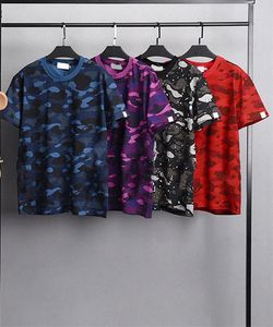 Designer Mens Shark T Shirt Womens Camouflage Print Short Sleeves Cotton Young Students Tees Asian Size M-XXXL