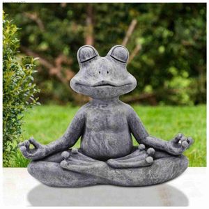 Gartenfrosch Figur Harz Zen Yoga Frosch Jardin Statue Gartendekoration Outdoor Skulpturen Wohnkultur Innenverzierung L230620