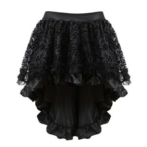 Skirts Women Gothic Floral Lace Ruffled Skirt Asymmetrical High Low Skirt Steampunk Pirate Skirts Halloween Costumes Plus Size 230710