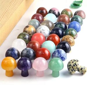 2CM Mini Crystal Agate Semi-precious Stones DIY Natural Rainbow Colorful Rock Mineral Agate Mushroom for Home Garden Party Decorations