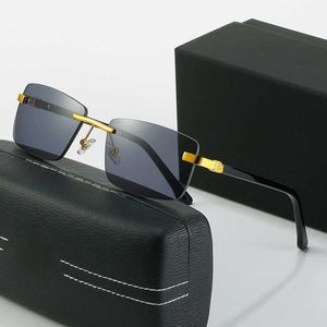 Fashion Mercedes-Benz top sunglasses 2023 New Benz Frameless Sunglasses Men's Box Benz Plate Leg Flat Mirror Women with logo box