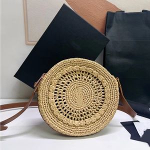 Designer Halmvävd Cylinderväska Summer Beach Gul Svart Lyx Kvinnor Flätad Raffia Kvinnor Wicker resor Stickning Crossbody Vacation Axelväska