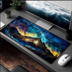 Almofadas de mouse pulso suave tapete de mesa arte pintura a óleo visual montanha reflexão tapete de mesa paisagem natural mouse de computador almofada de teclado r230711