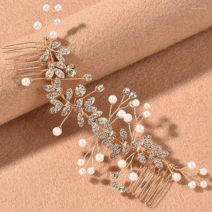 Hårklämmor Väv pärla Kristall Bröllopskammar Tillbehör för brudblomma huvudbonad Kvinnor Brud Ornament Smycken