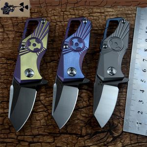 S35VN ステンレス鋼ナイフポケット折りたたみミニ刃チタン合金ハンドル EDC フルーツ切断キャンプハイキングジャングルエッジ brand2959