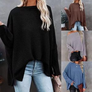 Women's Blouses Women Spring Top Batwing Sleeves Solid Color Oblique Neck Loose Pullover Keep Warm Knitted Mid Length Lady Clothing