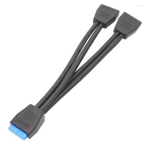 Cabos de computador 1PC Motherboard USB 3.0 19PIN Header 1 To 2 Extension Splitter Cable 20cm Internal Black