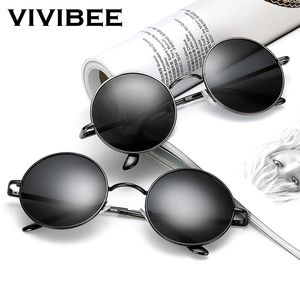 Vivibee Classic Polarized круглые металлические солнцезащитные очки повседневные солнцезащитные очки для женщин Retro UV400 Мужчины черные оттенки 2023