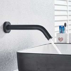 Banyo Lavabo muslukları Vidric Siyah Krom Dokunsuz Sensör Havza Musluğu HandsFree Endüktif Elektrikli Fiş Soğuk Su Karıştırıcısı Musluk Pil Gücü