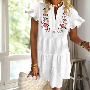 Casual Dresses Attractive Vintage Print Patchwork Loose Women Dress Polyester Party Holiday For Female