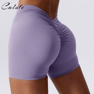 Shorts feminino Shorts de yoga com costas em V para mulheres Workout Gym Shorts Scrunch Butt Sport Shorts de nylon Fitness Shorts de ciclismo Activewear 230711