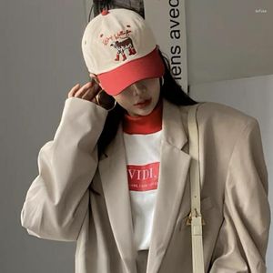 Berretti a sfera Cute Cow Ricamato Soft Top Baseball per le donne Coreano Niche Ins Fashion Contrasting Colour Summer Sunshade Cappelli da uomo