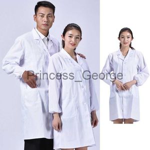 Другие одежды Женщины Мужчины унисекс с длинным рукавом белый лабораторный лабораторный слой с надзубленной кнопкой отвороты вниз по врачебной медсестре, врач, однородная блузка тунику w Pocket x0711