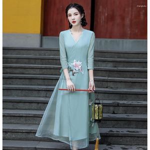 Ethnic Clothing Chinese Style Traditional Qipao Dress Women's Retro Embroidered Vintage Cheongsam Elegant Ao Dai