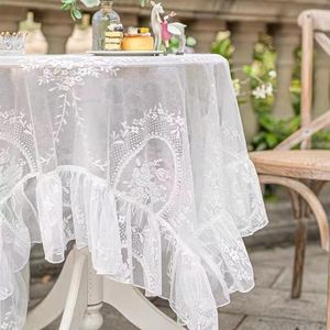 Tapestries French Princess Style White Lace Rectangular Tea Table Tablecloth American Garden Picnic Dinner