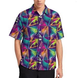 Мужские повседневные рубашки неоновая краска Spashs Loase Shirt Shirt Male Beach Graffiti Print Hawaii Custom Короткие рукава Y2K Негабаритные блузки