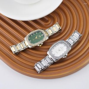 Wristwatches Luxury Fashion Oval Metal Band Steel Watches For Women 2023 Brand Simple Casual Rectangle Rhinestone Ladies' Quartz Wristwatch