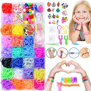 Party Games Crafts Rubber Bands Loom DIY Handmade Bracelet Making Kits Beads Toys for Girls Children Craft Christmas Gifts Weaving Tool Box 230710