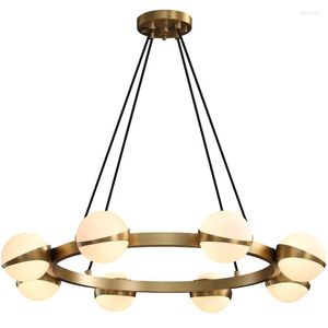 Candeeiros pendentes Lustre de luxo em cobre, bola nórdica, sala de estar, jantar, quarto, criativo, artístico, designer, anel, simples