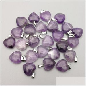 Charms Naturstein 15 mm Herz Rosenquarz Amethyst Türkis Opal Anhänger DIY für Halskette Ohrringe Schmuckherstellung Drop Lieferung F Dhrz5