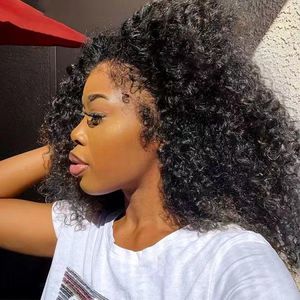 Natural 4c edges kinky curly wigs glueless hd lace wig human hair 18inch 13x4 lace front frontal wig per plucked mid or side part african hairstyle