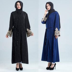 Etniska kläder Robe Dubai Arab Kimono Cardigan Muslim Broderad Pearl Klänning Turkiet Saudiarabien Afrikansk Kvinna Islamisk