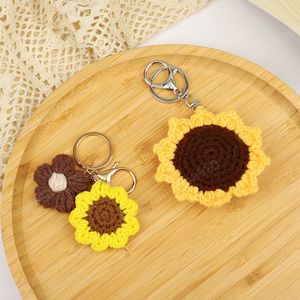 Artificial Sunflower Crochet Pendant Handmade Sunflower Keychain Kawaii Milk Cotton Homemade Flower Bag Car Pendant Accessories