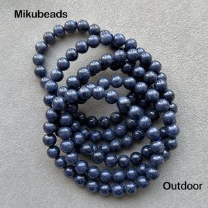 Bracelets Wholesale Natural Aa 7mm 8mm 10mm Rare Dark Blue Sapphire Smooth Round Loose Beads for Making Jewelry Diy Necklace Bracelet