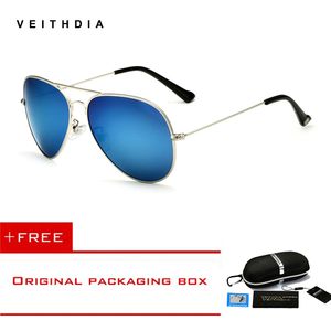 Óculos de sol polarizados para aviação da moda VEITHDIA para homens/mulheres lentes com revestimento reflexivo colorido óculos de sol para dirigir