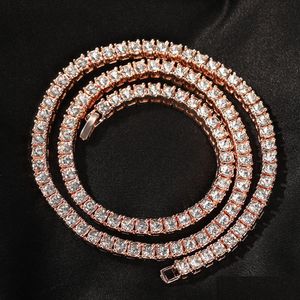 График тенниса с бриллиантовой теннисной цепной колье - M/4 мм Bling Gold Lated Hip Hop Jewelry для мужчин и женщин.