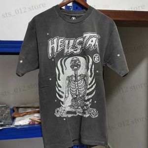 Männer T-Shirts 2023 Sommer Neue Hellstar T-shirt High Street Vintage Männer Frauen Kurzarm Top T-stück Schädel Druck HELLSTAR T Shirts Real Photo T230712