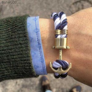 CUTEECO Men's Bracelet Fashion Navy Anchor Bracelet Sailing Survival MultiLayer Lovers Rope Chain Metal Hook Sailor Gift 2021 L230704