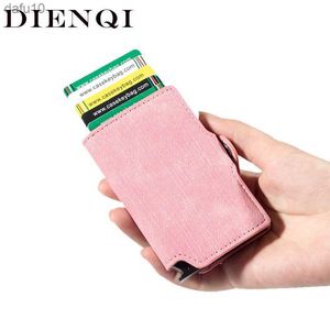 Rfid Blocking Card Holder Women Wallets Small Minimalist Metal Wallet Pink Mini Money Purses Ladies Short Wallet Blackpink 2021 L230704