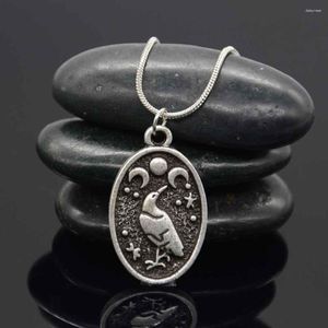 Anhänger Halsketten Wicca Dreifachmond Göttin Wikinger Schmuck Odin Rabe Amulett Pentagramm Wiccan Pagan Halskette Männer Frauen Schmuck Tropfen