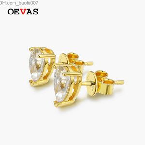 Urok OEVAS Classic 100% 925 Srebrne perły True Moissanite Koparki klejnotowe Białe złote kolczyki Wykwintna biżuteria i prezent hurtowy Z230713