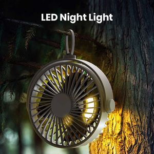 Elektriska fläktkameror Portable Camping Fan With LED Lighting 2000mAh Uppladdningsbar multifunktionell elektrisk fläktstativstativ Takfläkt