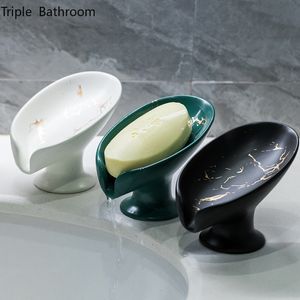 Soap Dishes 1pc Light Luxury Ceramic Portable Soap Dish Kitchen Bathroom Accessories Drain Soap Holder Storage Display Box Wedding Gift 230711