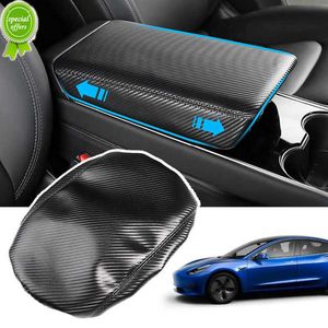 Car Center Console Armrest Box Pad Carbon Fiber Style Car Armrest Box Protect Sleeve Cover Accessories for Tesla Model Y Model 3