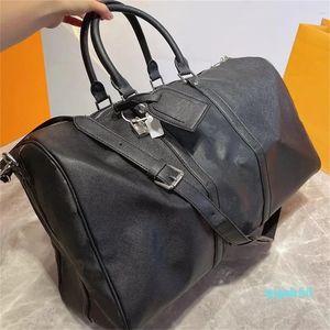 2023-Duffel Bag Lady Travel Bags 남자 신사 수화물 상업 가죽 엠보싱 대용량 핸드백 스포츠 야외 팩 토트