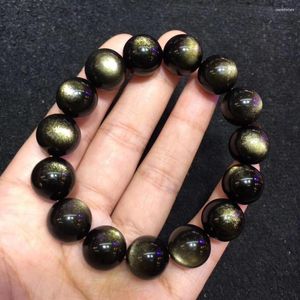 Strand 10mm/12mm/14mm/16mm klasy złoty kamień obsydianowy bransoletka naturalny klejnot dla mężczyzny kobieta hurtowo!