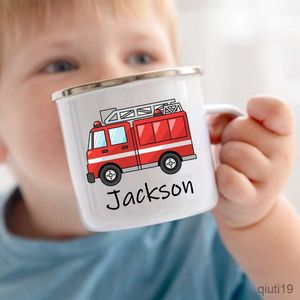 Mugs Personalized Mug for Kids Chocolate Custom Car with Name Mug for Boys Kids Handle Mugs Birthday Favors Children's Gift R230712