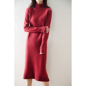 Women s Sweaters Top Grade Women Dresses 100 Pure Wool Knitting Winter Soft Warm Woolen Knitwears Female Turtleneck Dress 230711