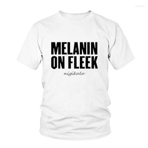 T-shirts för män Melanin On FLEEK T-shirt med bokstavstryck Dam Sexiga toppar Mode Casual Kvinnlig Bomull Rolig Tumblr Grafisk T-shirt