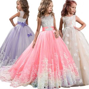 Girl's Dresses Girls Lace Flower Long Dress Kids Princess Wedding Party Dresses Children Christmas Clothes Clothing Vestidos For ThanksgivingHKD230712