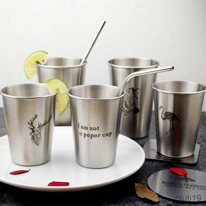 Mugs Outdoor Camping Industrial Wind Stainless Steel Beer Coffee Drinking Cup Toothbrush Barber Shop Cup Coffee Mug R230712