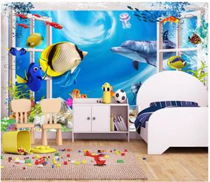 Wallpapers Custom Po Wallpaper 3d Murals For Walls 3 D Outside The Window Scenery Underwater World Kids Room Decoration