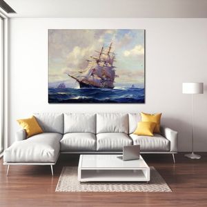 Paquete de arte decorativo barco Dreadnought Frank Vining Smith lienzo pintura paisajes marítimos pintado a mano