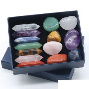 Pedra Conjunto de 7 Chakras Reiki Ornamentos de Cristal Natural Rocha Quartzo Ioga Conta de Energia Cura Arte Artesanato Decoração para Casa Drop Delivery Jóia Dhvfz