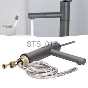 Kitchen Faucets G1/2 Above Counter Basin Pull Out Faucet Set Cold Hot Mixing Water Tap with Water Pipes for Home Bathroom Supplies Gray x0712